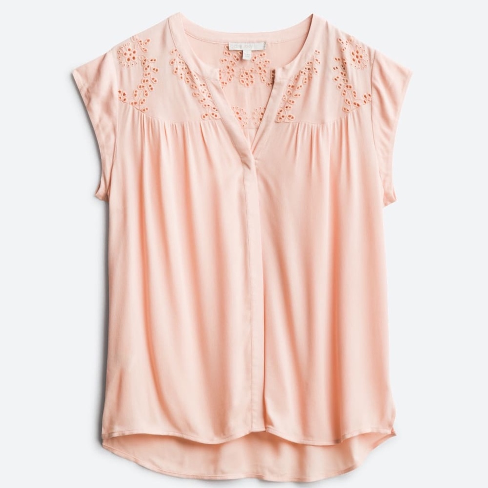 Pale Sky Eyelet Detail Top